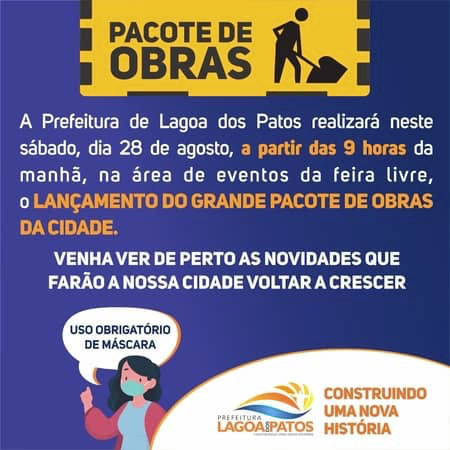 Lançamento pacote de obras em lagoa dos patos mg 2021