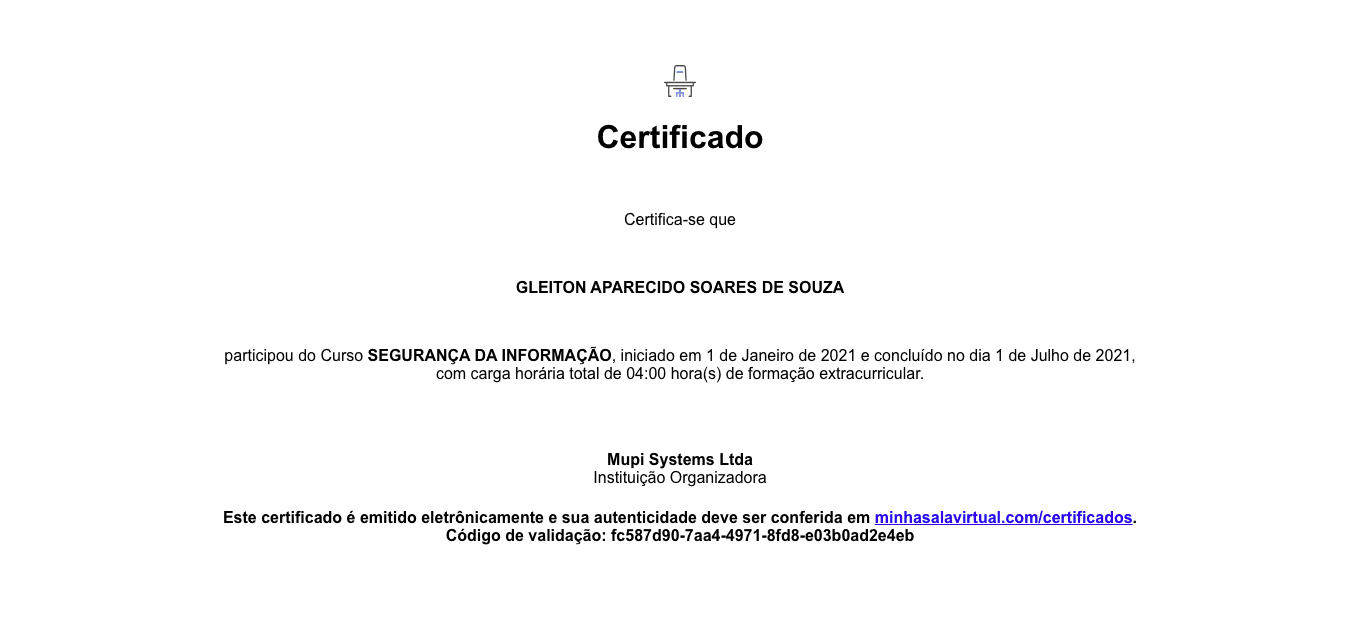 certificado seguranca da informacao